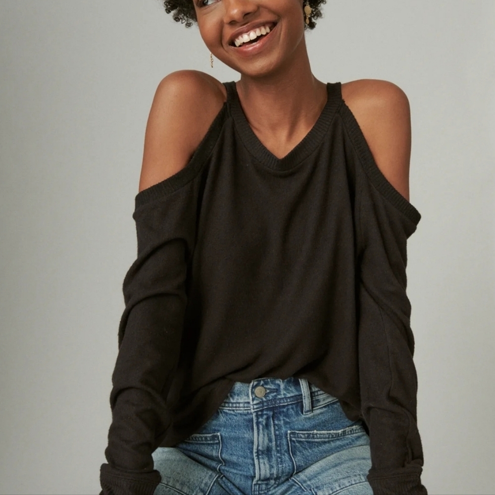 NWT Lucky Brand Cloud Jersey Cold Shoulder Long Sleeve - Small